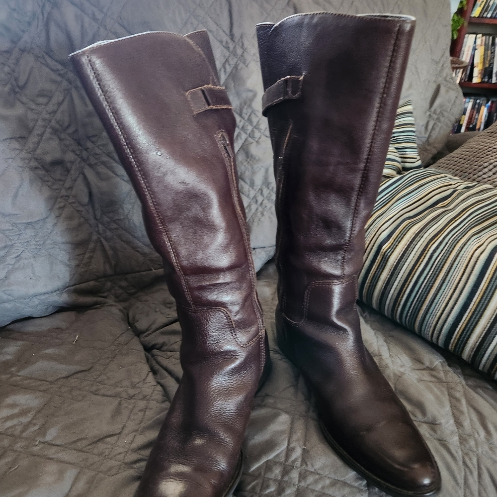 Leather Knee High Riding Boots